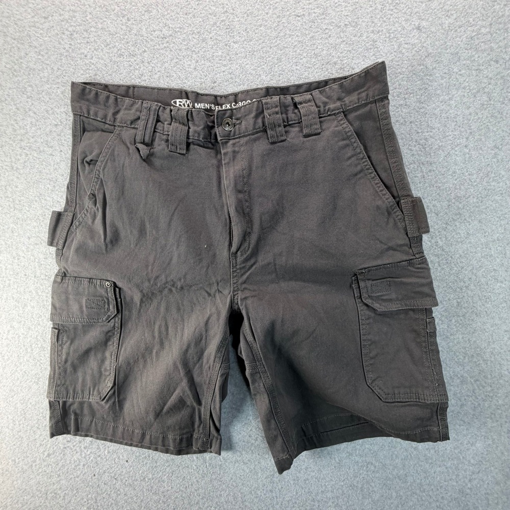 Rugged Wear RW Mens Flex Cargo Shorts Charcoal Gray Workwear Size 38 Canvas